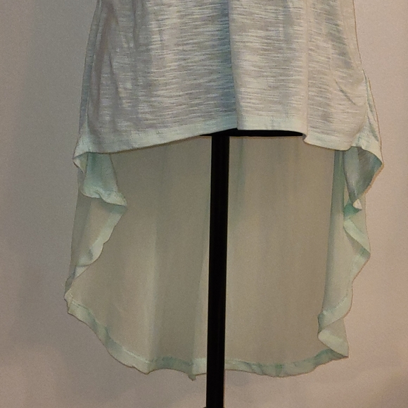 Forever 21 high low chiffon mint green top size S - Picture 14 of 16